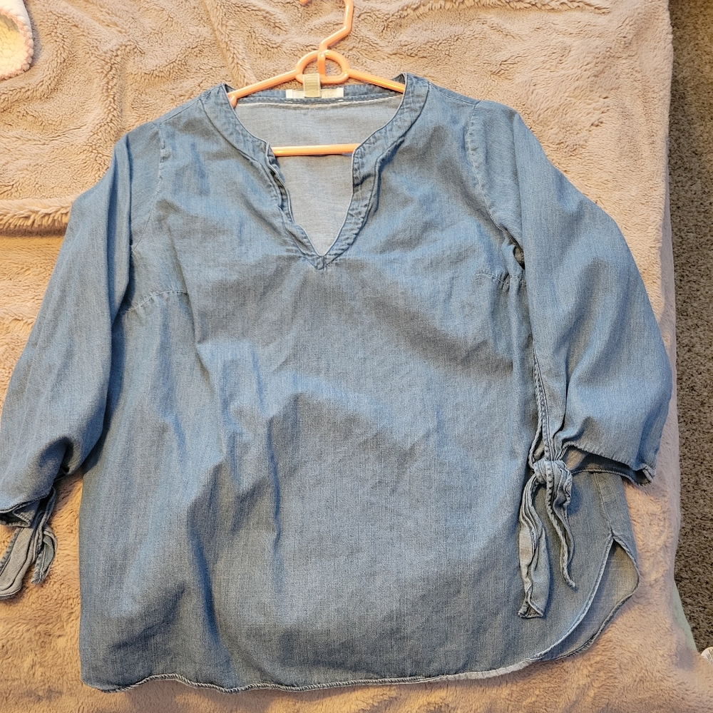 Michael Kors Light Blue Denim Blouse